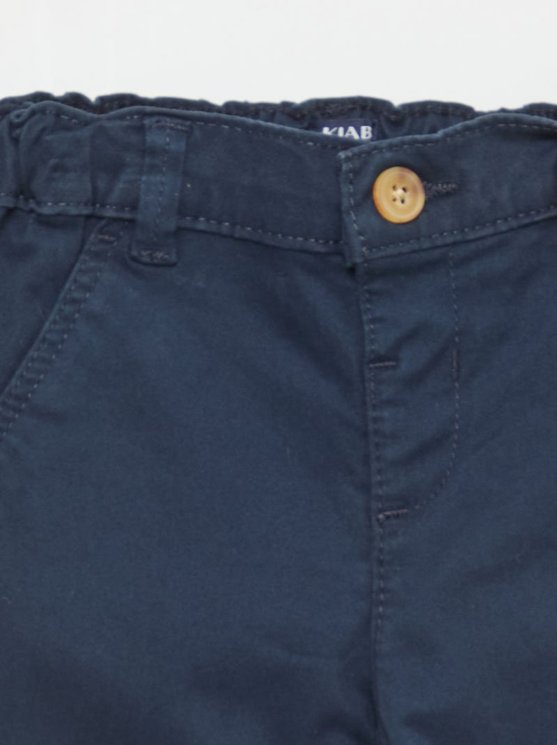 Pantalón chino recto de algodón elástico Azul - Kiabi