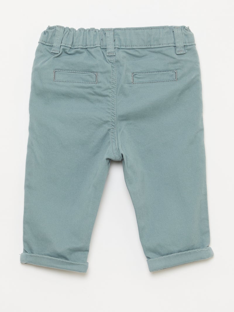 Pantalón chino recto de algodón elástico Azul - Kiabi