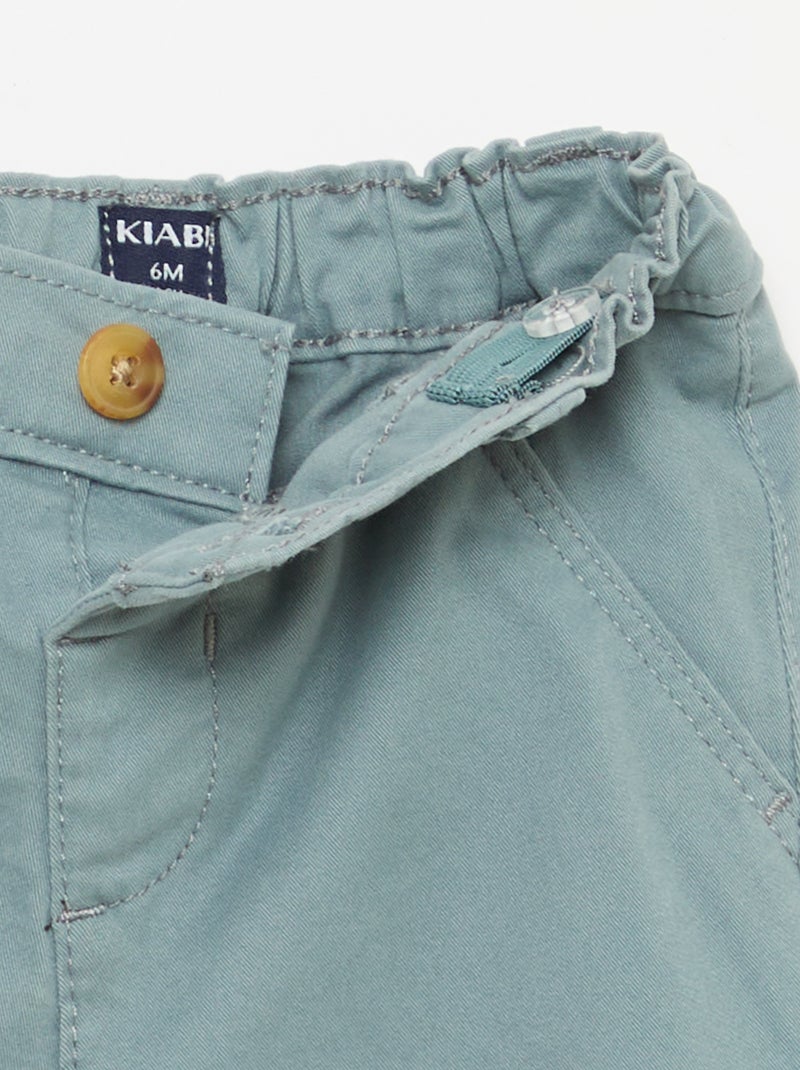 Pantalón chino recto de algodón elástico Azul - Kiabi