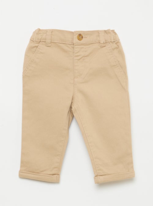 Pantalón chino recto de algodón elástico - Kiabi