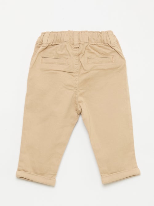 Pantalón chino recto de algodón elástico - Kiabi
