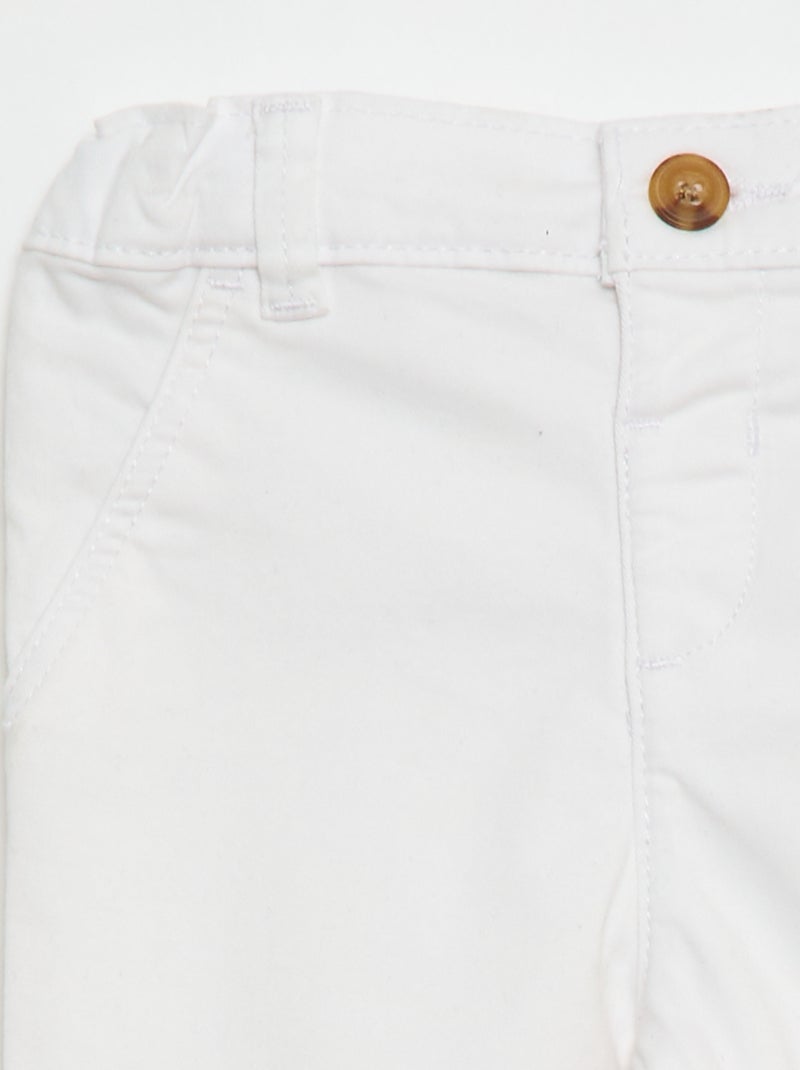 Pantalón chino recto de algodón elástico Blanco - Kiabi