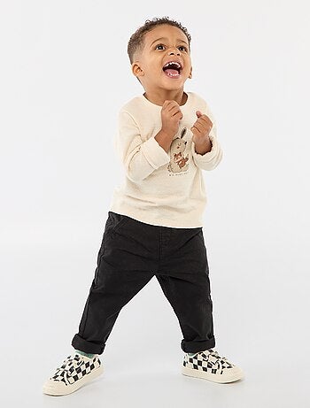 Pantalón chino recto de algodón elástico