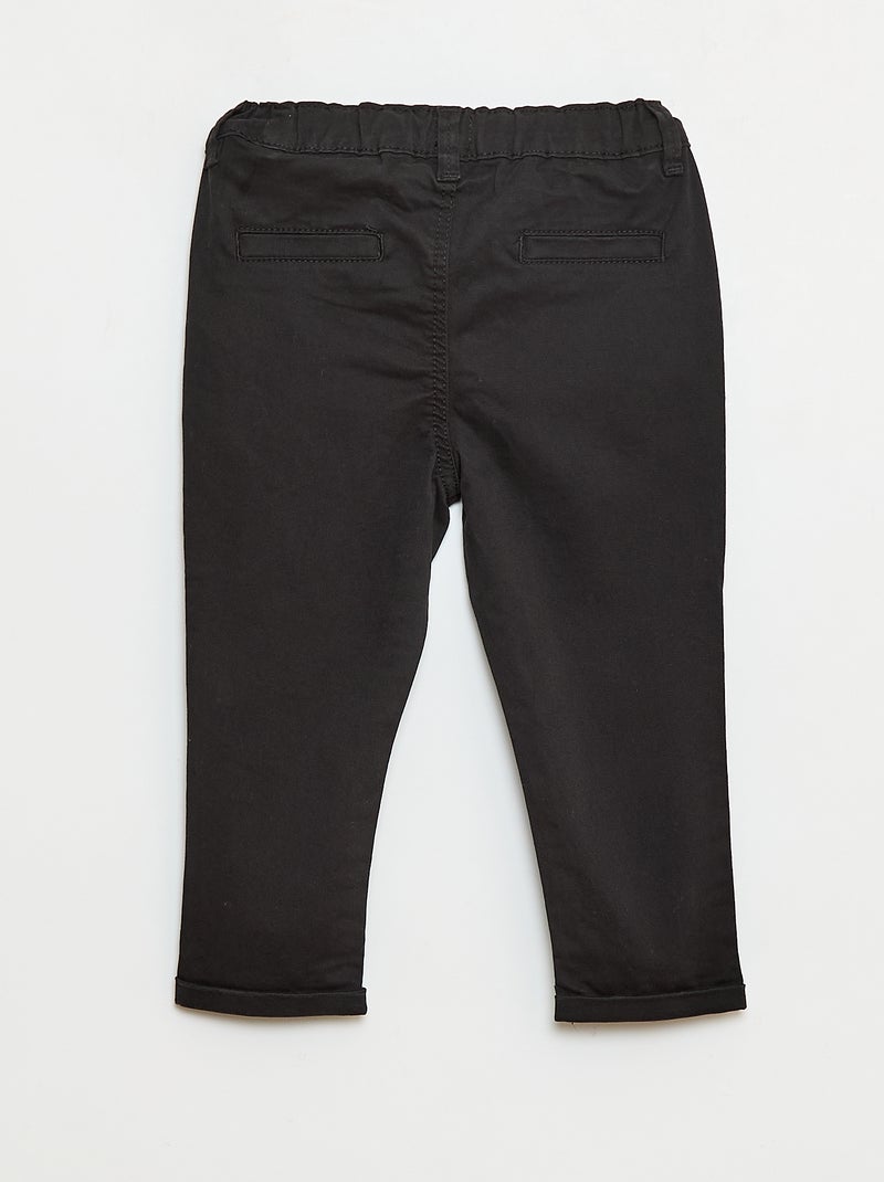 Pantalón chino recto de algodón elástico Negro - Kiabi
