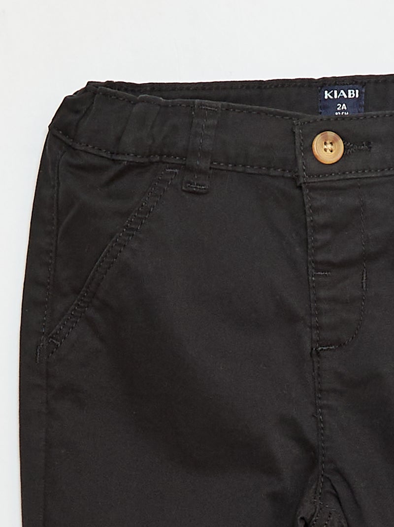 Pantalón chino recto de algodón elástico Negro - Kiabi