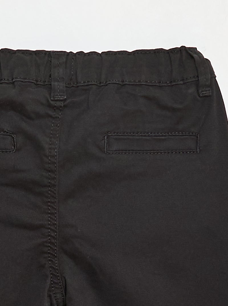 Pantalón chino recto de algodón elástico Negro - Kiabi