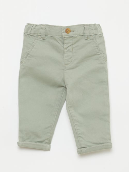 Pantalón chino recto de algodón elástico - Kiabi