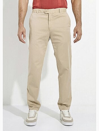 Pantalón chino recto de lona de algodón elástico - Afibel