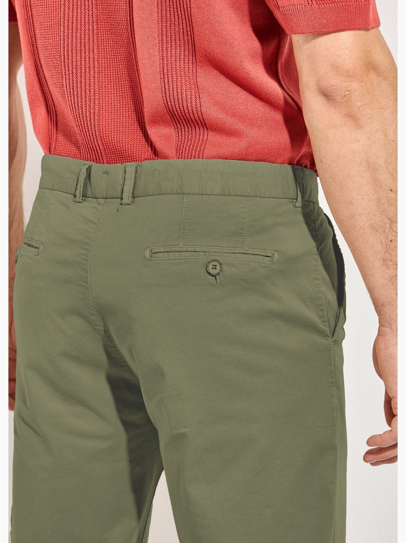Pantalón chino recto de lona de algodón elástico - Afibel Caqui - Kiabi