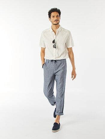Pantalón chino recto de mezcla de lino