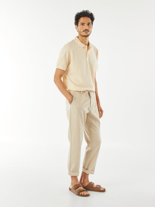 Pantalón chino recto de mezcla de lino - Kiabi
