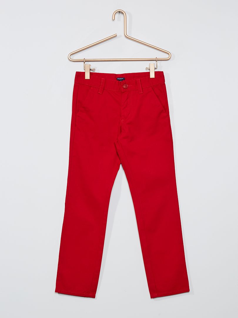 Pantalón chino recto rojo - Kiabi