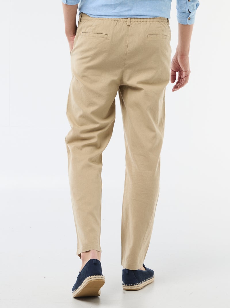 Pantalón chino regular de lino mezclado Beige - Kiabi