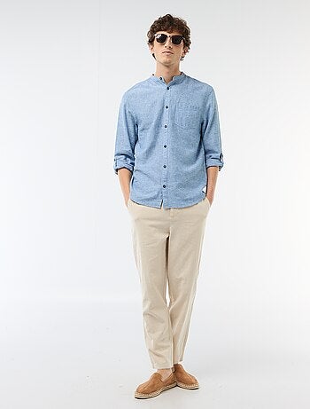 Pantalón chino regular de lino mezclado