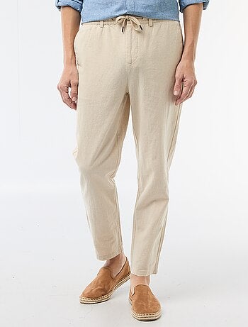 Pantalón chino regular de lino mezclado