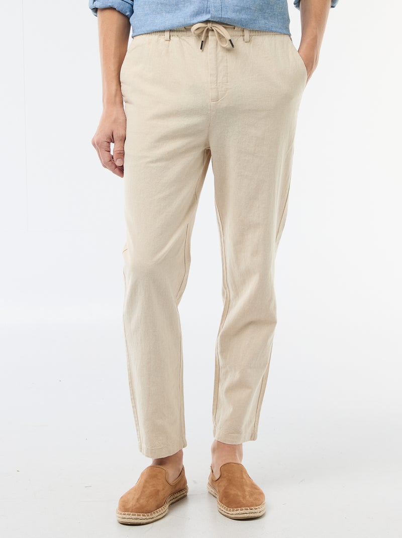 Pantalón chino regular de lino mezclado Blanco - Kiabi