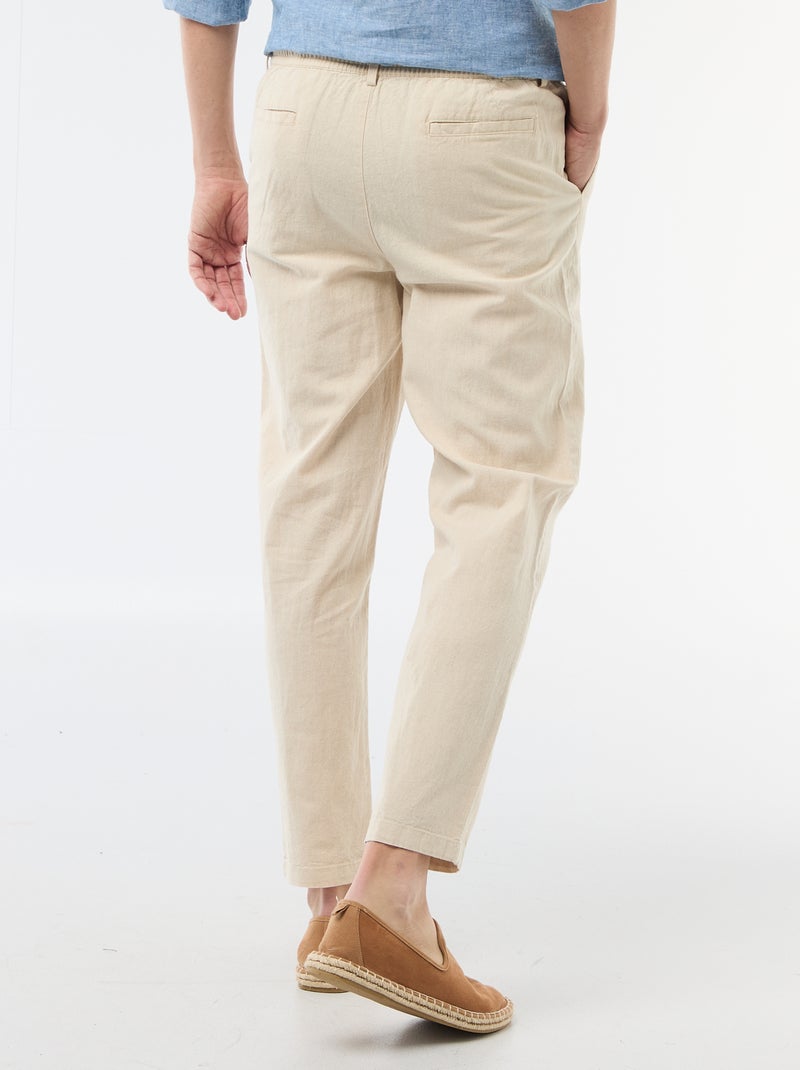Pantalón chino regular de lino mezclado Blanco - Kiabi