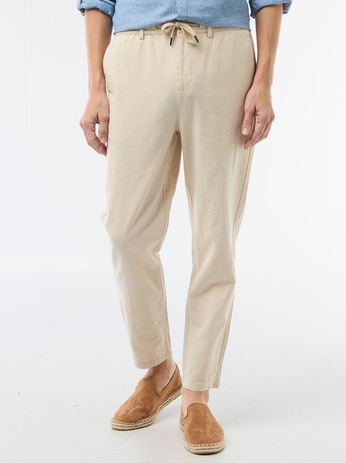 Pantalón chino regular de lino mezclado - Kiabi