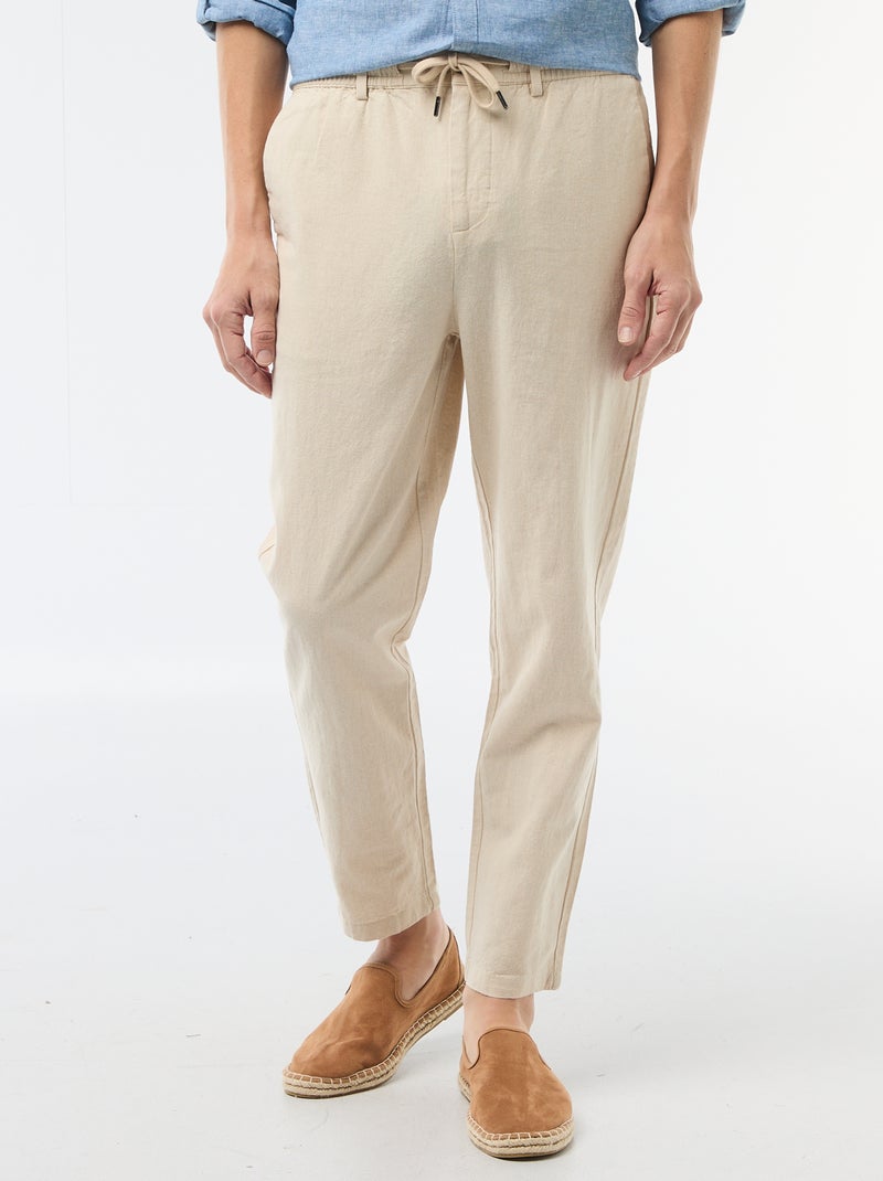 Pantalón chino regular de lino mezclado Blanco - Kiabi