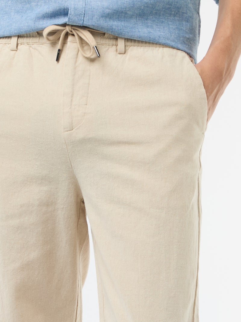 Pantalón chino regular de lino mezclado Blanco - Kiabi