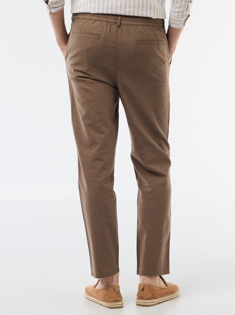 Pantalón chino regular de lino mezclado Marron - Kiabi