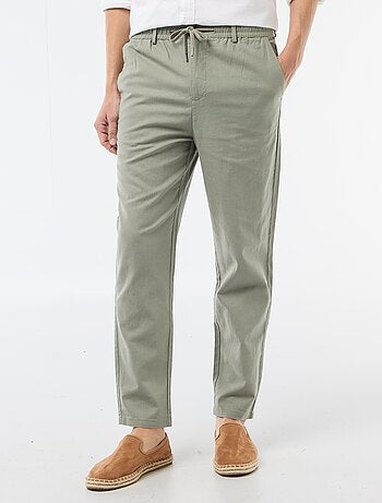 Pantalón chino regular de lino mezclado