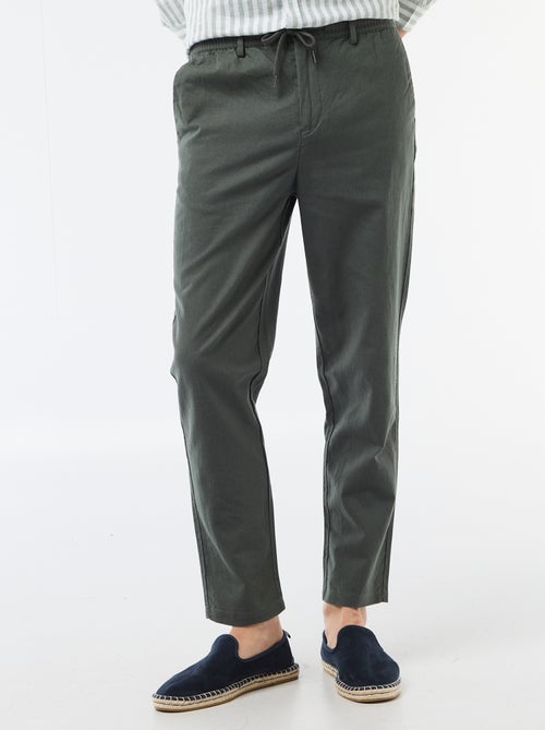 Pantalón chino regular de lino mezclado - Kiabi
