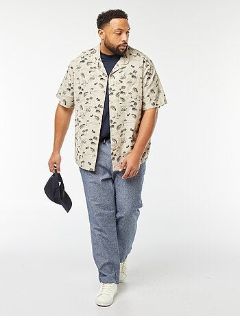 Pantalón chino regular de mezcla de lino