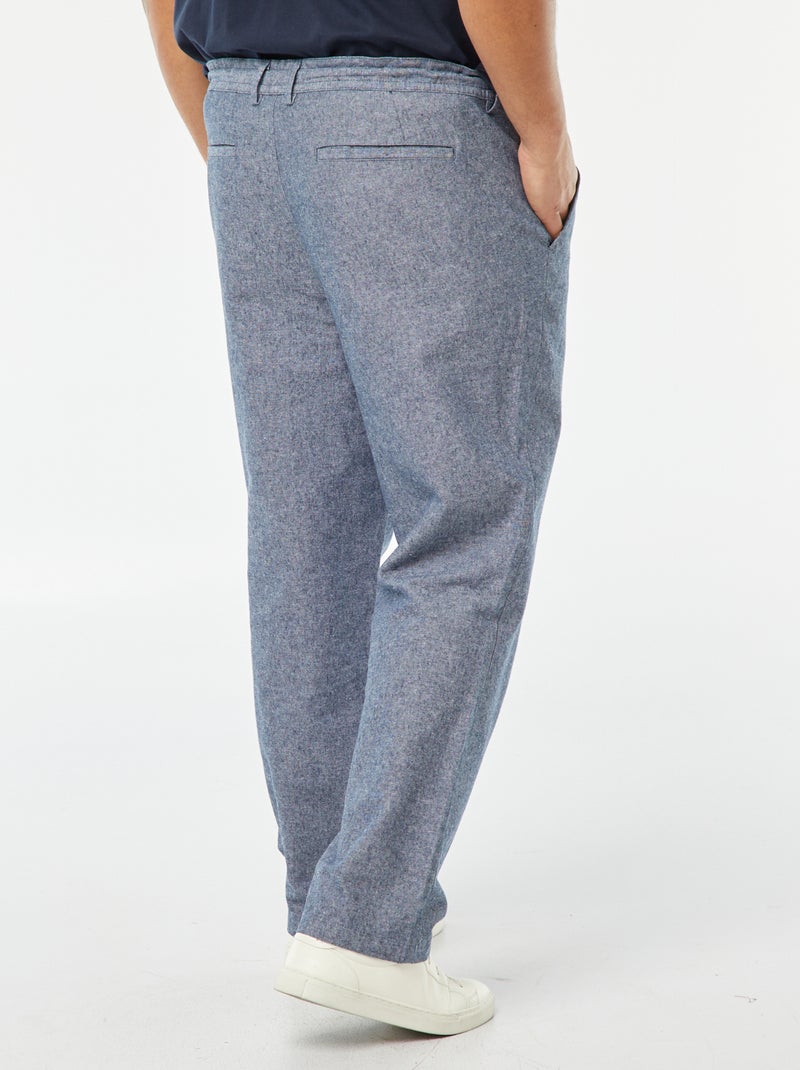Pantalón chino regular de mezcla de lino AZUL - Kiabi