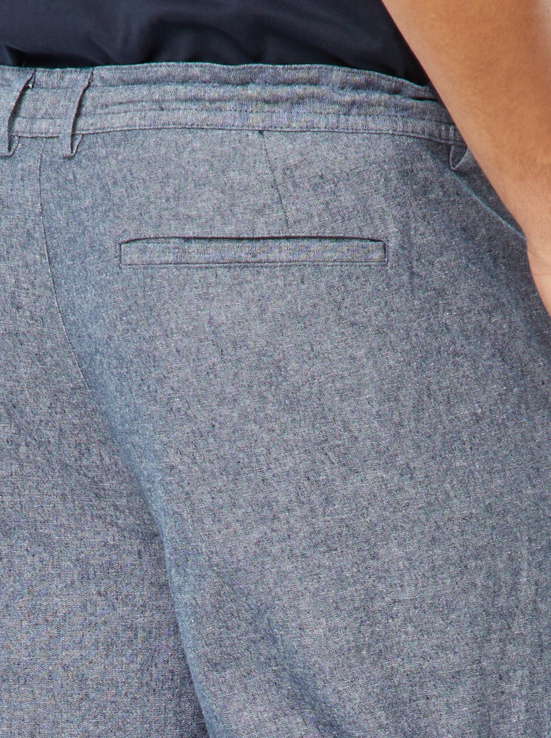 Pantalón chino regular de mezcla de lino AZUL - Kiabi