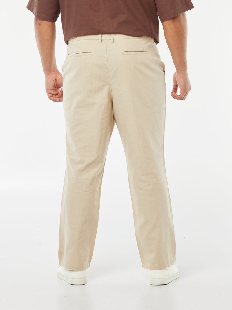 Pantalón chino regular de mezcla de lino BEIGE - Kiabi