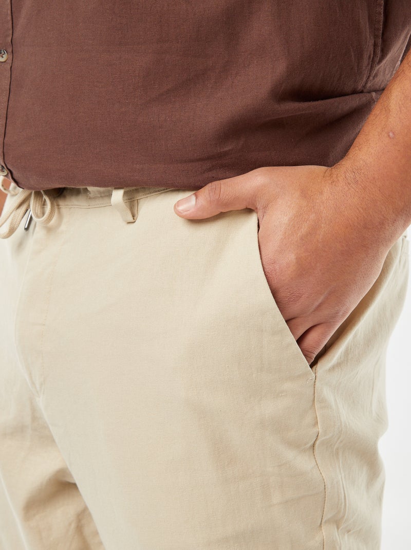 Pantalón chino regular de mezcla de lino BEIGE - Kiabi