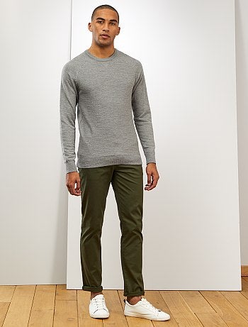 Hombre talla S-XXL - Pantalón chino regular de punto de piqué - Kiabi