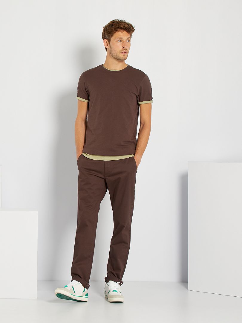 Pantalón chino regular L32 marrón oscuro - Kiabi
