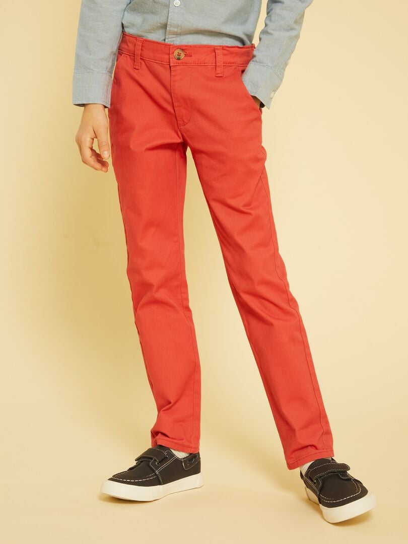 Pantalón chino rojo frambuesa - Kiabi