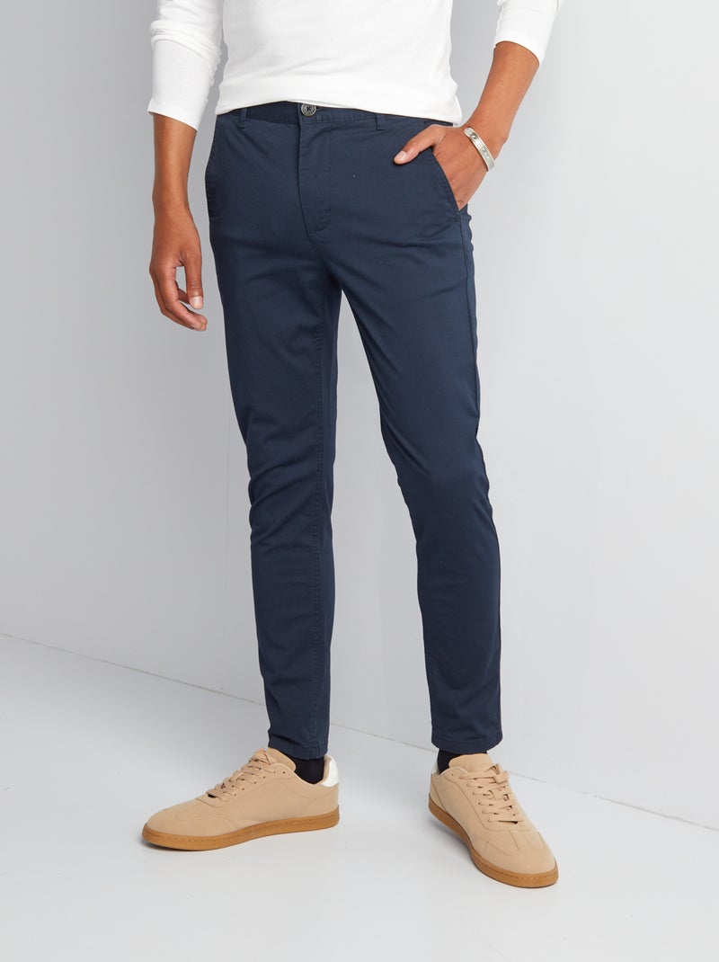 Pantalón chino skinny L30 azul - Kiabi