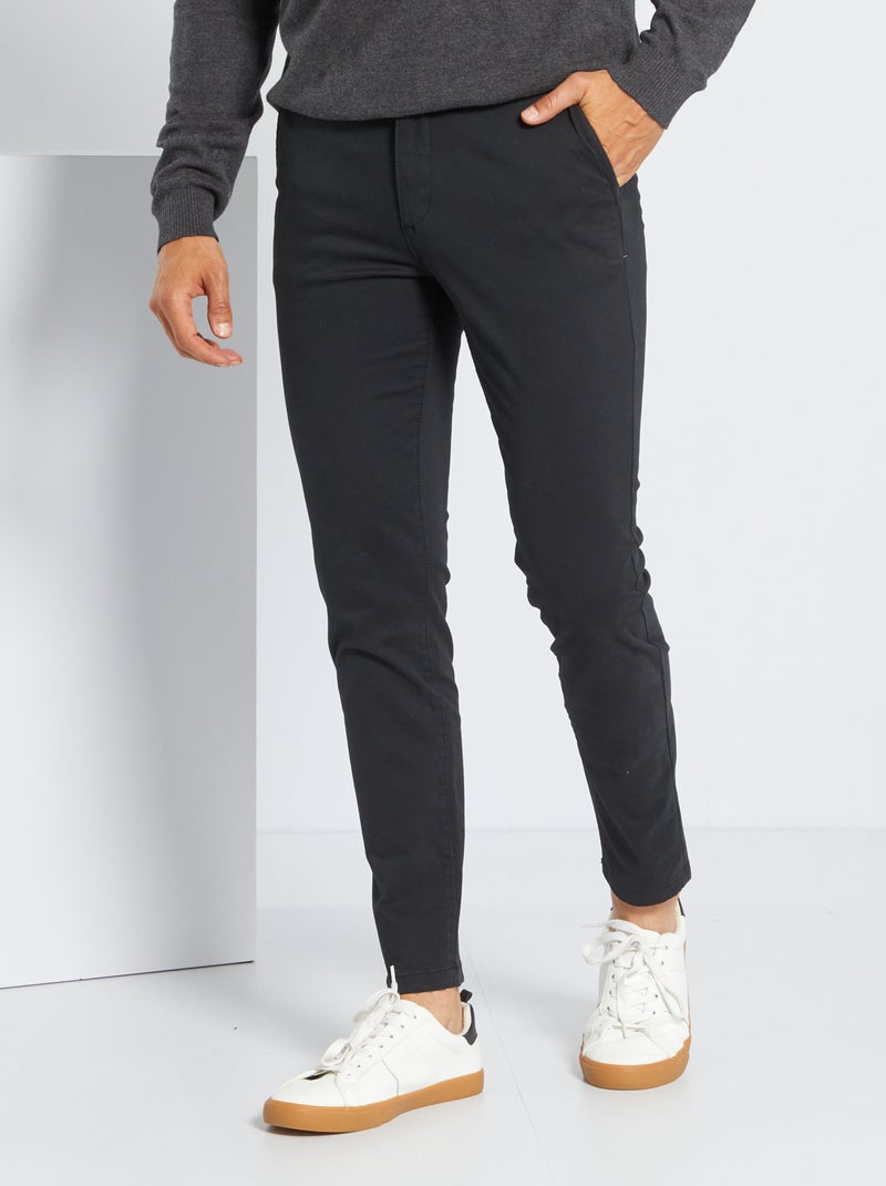 Pantalón chino skinny L30 Negro - Kiabi