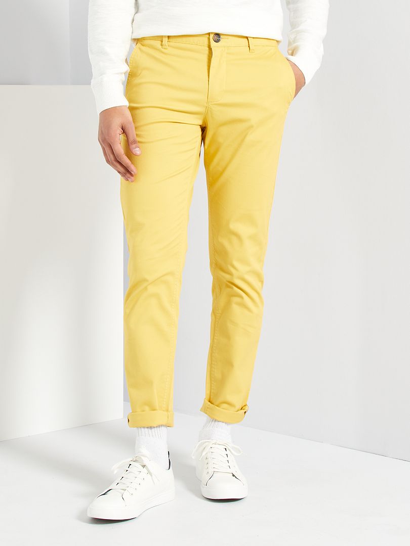 Pantalón chino slim amarillo anaranjado - Kiabi