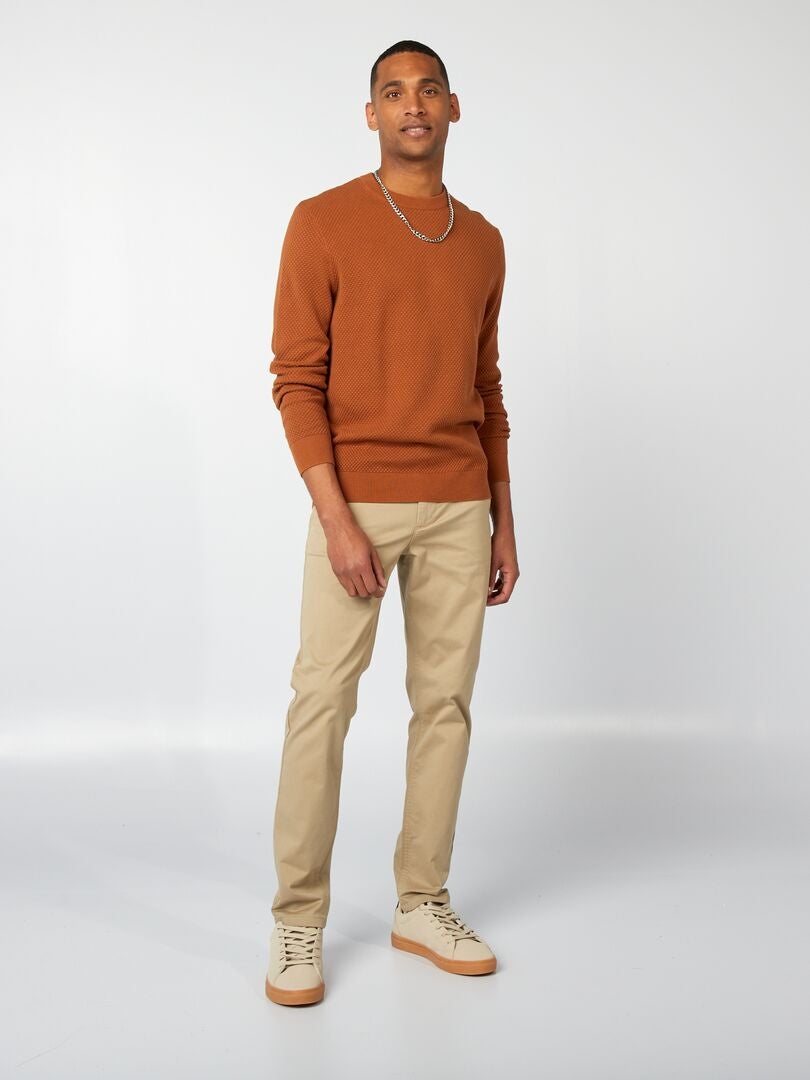 Pantalones De Hombre Elegantes De Invierno Capri Slim Fit Made In Italy De Cálido Algodón, Turquesa, 42