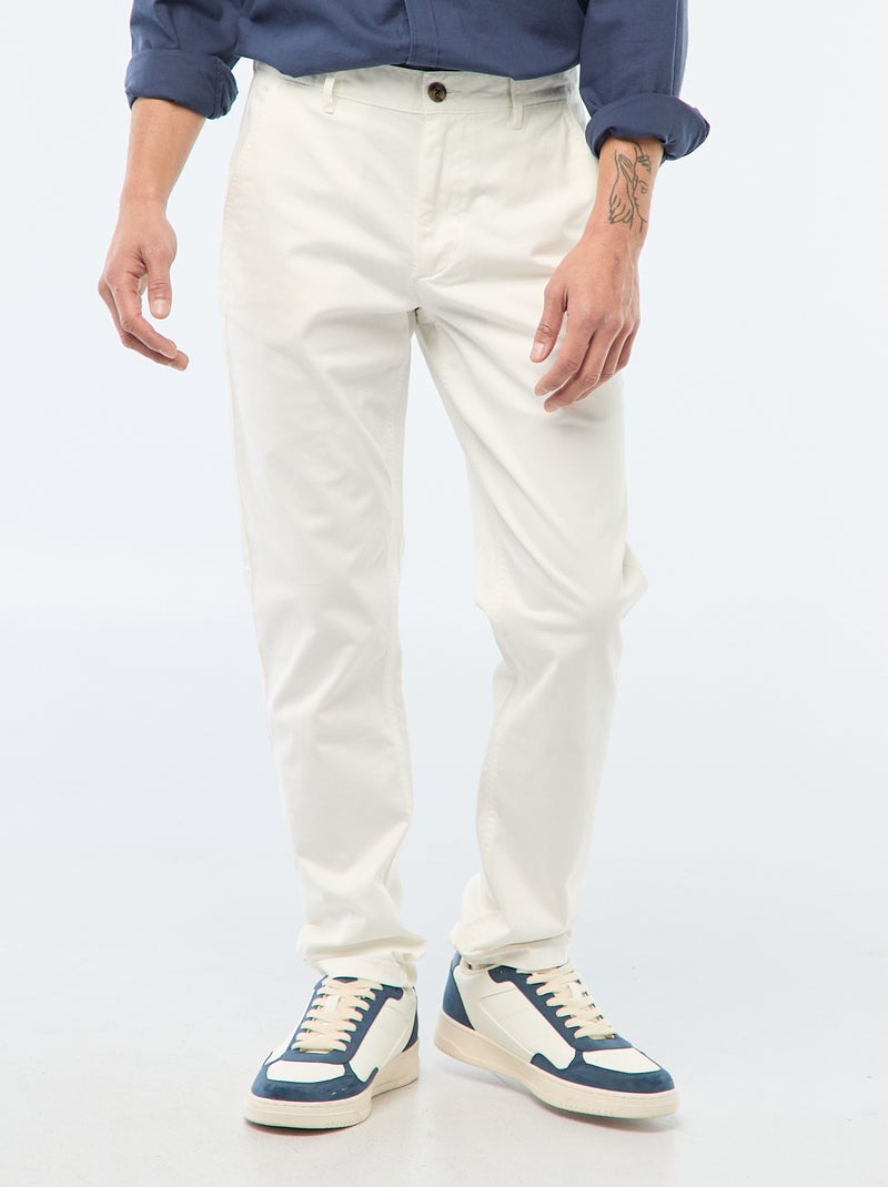 Pantalón chino slim Blanco - Kiabi