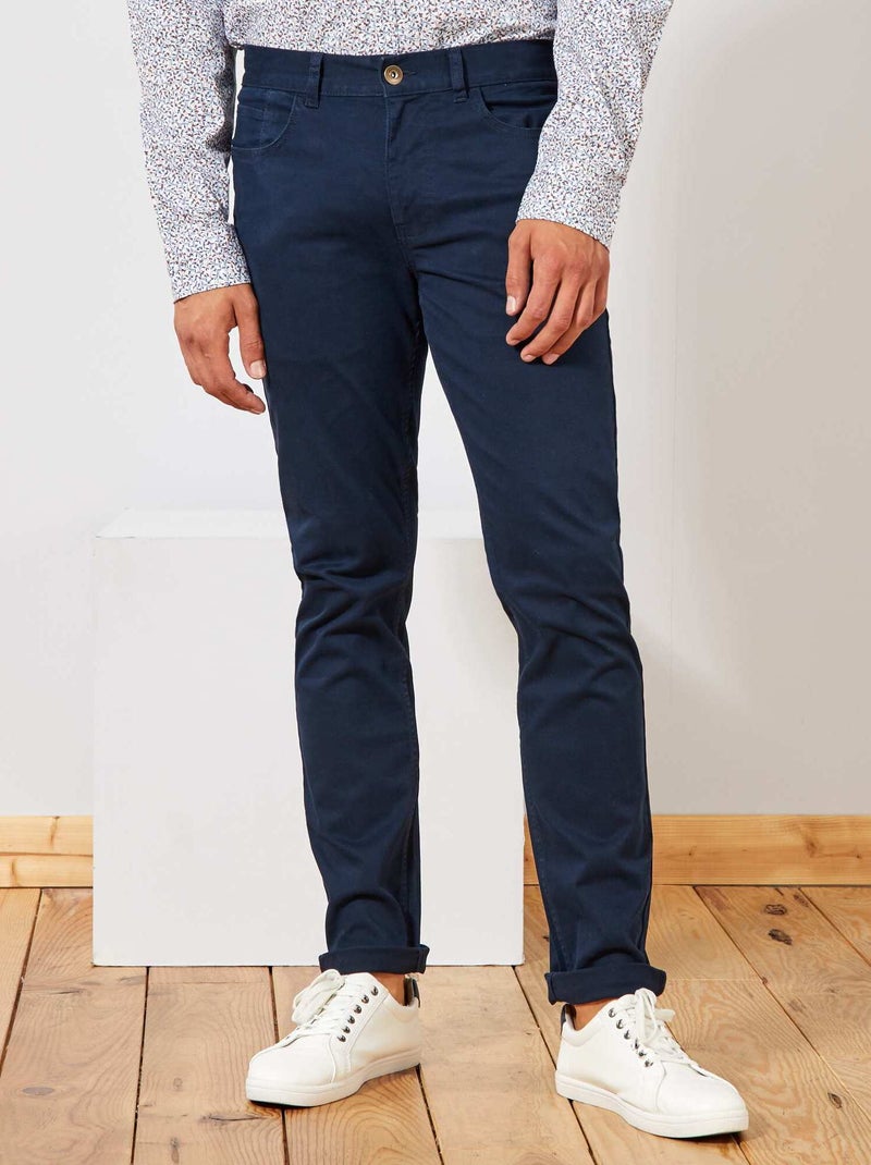 Pantalón chino slim con 5 bolsillos - L32 AZUL - Kiabi