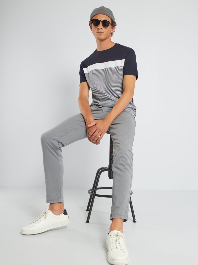Pantalón chino slim con 5 bolsillos - L32 AZUL - Kiabi