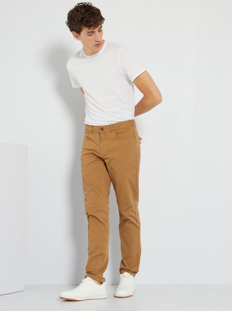 Pantalón chino slim con 5 bolsillos - L32 BEIGE - Kiabi
