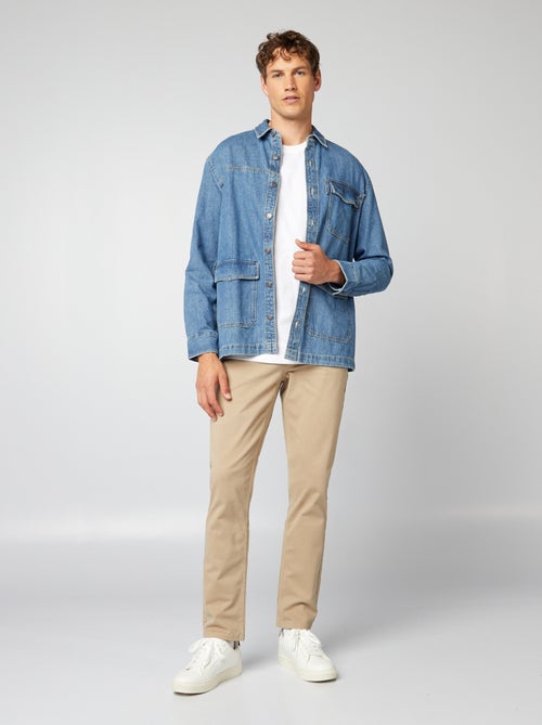 Pantalón chino slim con 5 bolsillos - L32 - Kiabi Pantalón chino slim con 5 bolsillos - L32 - Kiabi