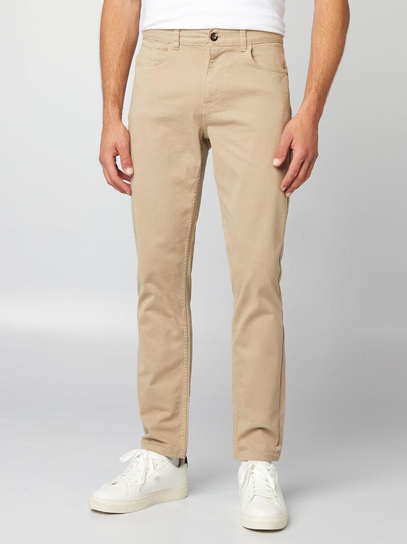 Pantalón chino slim con 5 bolsillos - L32 beige - Kiabi