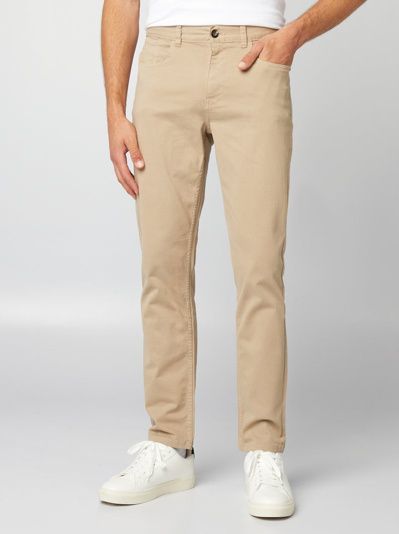 Pantalón chino slim con 5 bolsillos - L32 beige - Kiabi