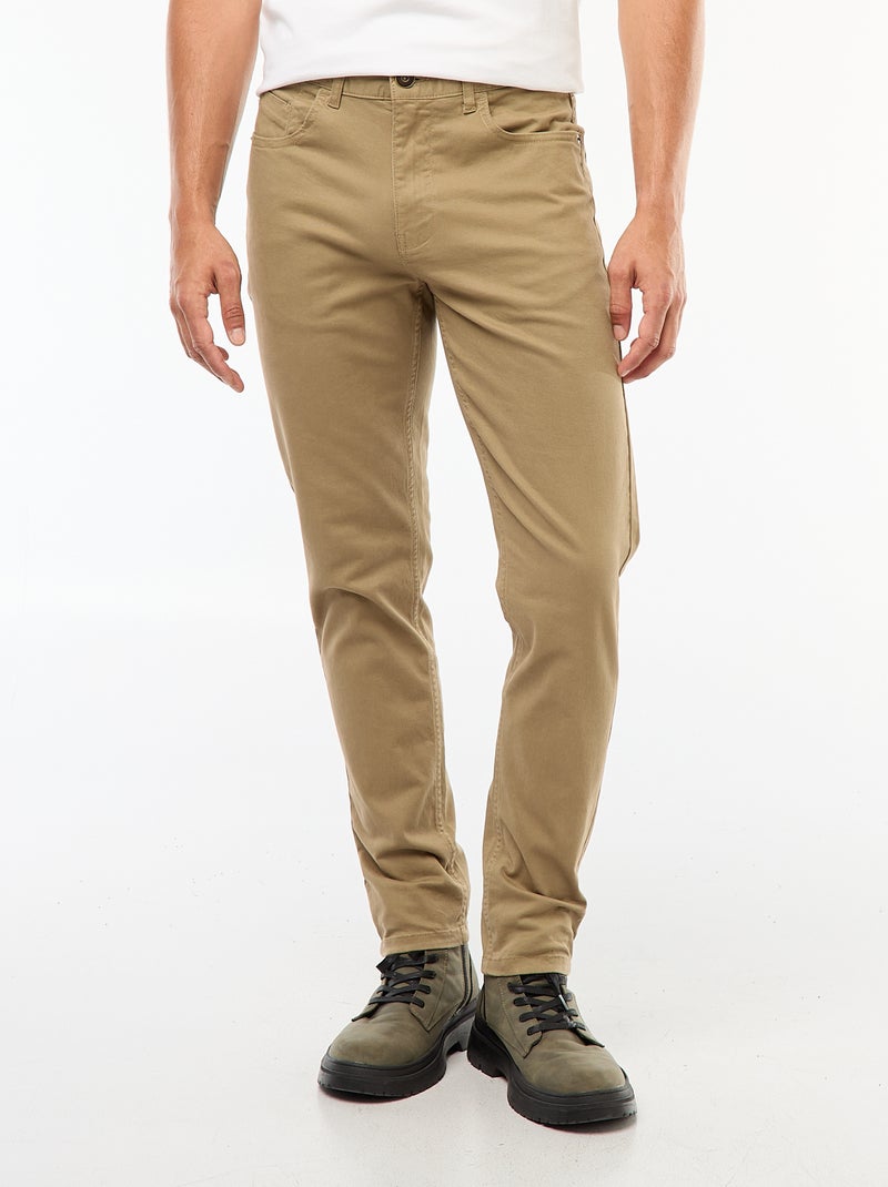 Pantalón chino slim con 5 bolsillos - L32 Beige - Kiabi