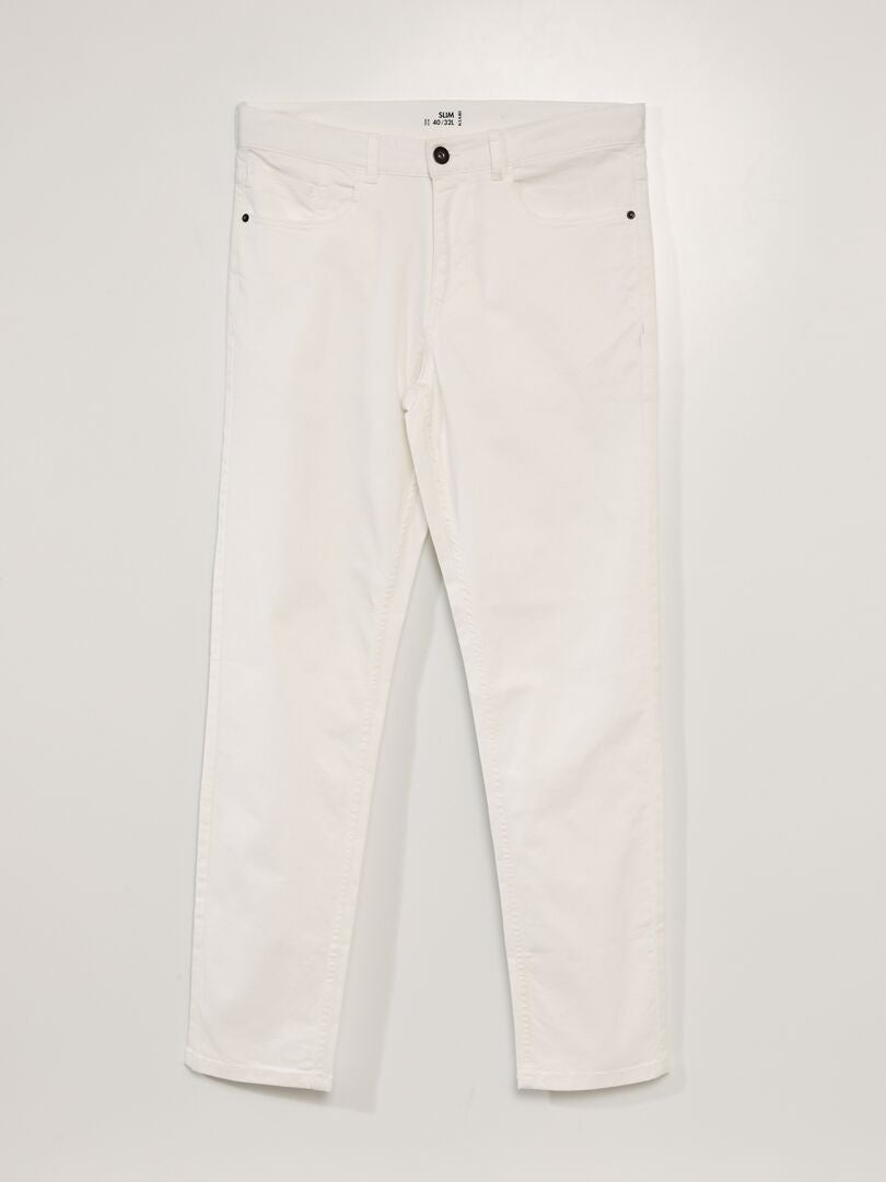 Pantalón chino slim con 5 bolsillos - L32 BLANCO - Kiabi