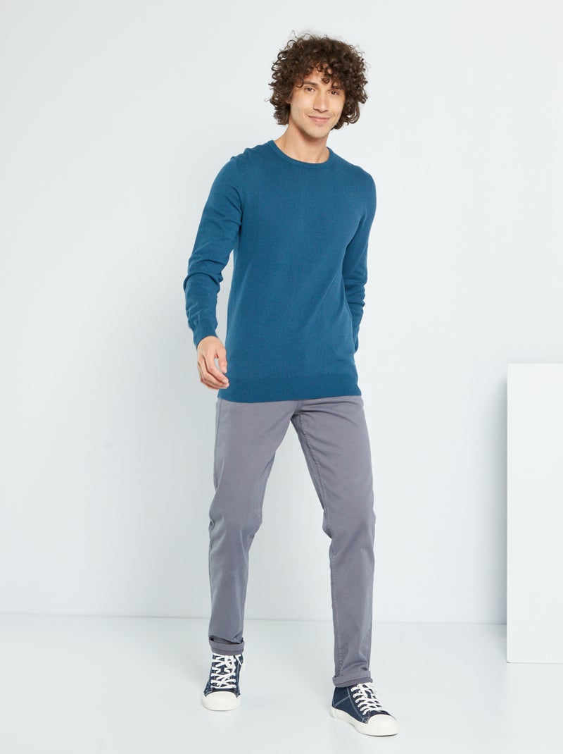 Pantalón chino slim con 5 bolsillos - L32 GRIS - Kiabi