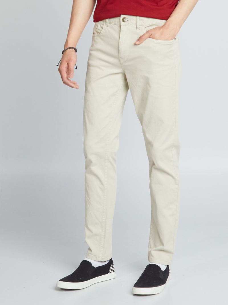 Pantalón chino slim con 5 bolsillos - L32 GRIS - Kiabi